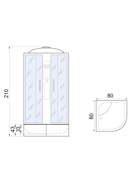 Душевая кабина River DESNA 80/43 MT 800х800х2100мм