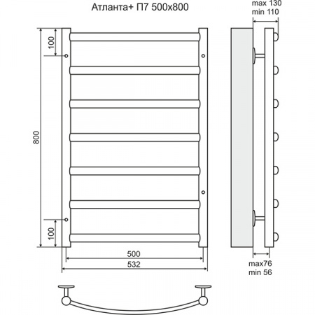 Полотенцесушитель Terminus Атланта+ П7 500х800