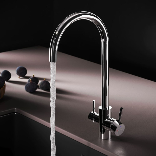 F85B07700 X-Joy S, Смеситель для кухни AM.PM с С-изливом с каналом для питьевой воды, хром