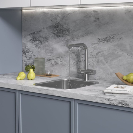 Смеситель Reflexion Lago RX9903SS для кухни с подключением к фильтру, полированная сталь