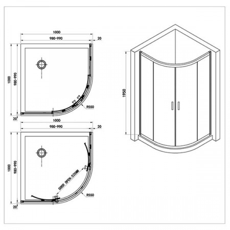 Душевой уголок Coliseum Satriya T-100 левая матовая