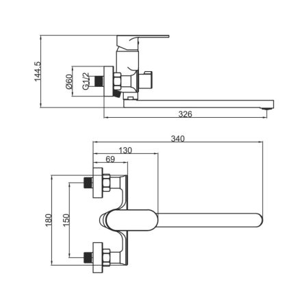 Смеситель для ванны FASHUN A2285-7, чёрный