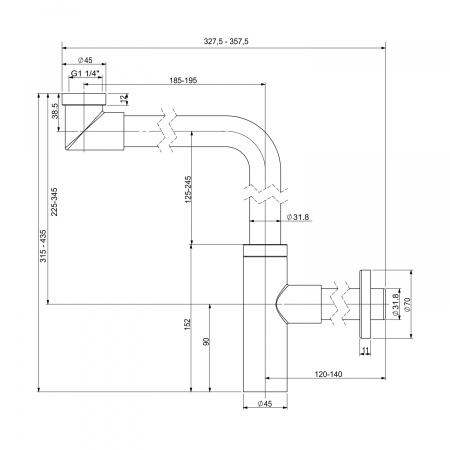 Сифон для раковины Wellsee Drainage System 182127000, латунь, розовое золото