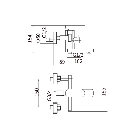 Смеситель для ванны FASHUN A53020, сатин