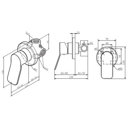 Смеситель для душа AM.PM X-Joy F85A65000 монтируемый в стену