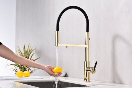 Смеситель для кухни Paulmark TORNADO To213402-G, золото