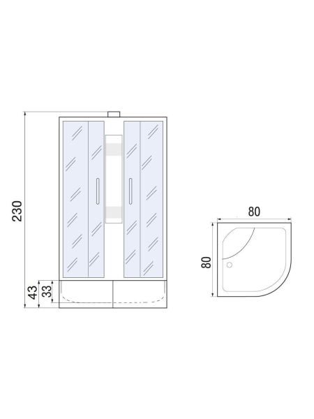 Душевая кабина River NARA Б/К XL 80/43 MT 800х800х2100мм