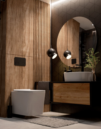 AQM2003 Унитаз подвесной с сиденьем SoftClose, технология смыва Rimless, скрытый крепеж. 530x365x360