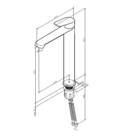 F8F92022 Func Смеситель для умывальника AM.PM высокий, черный