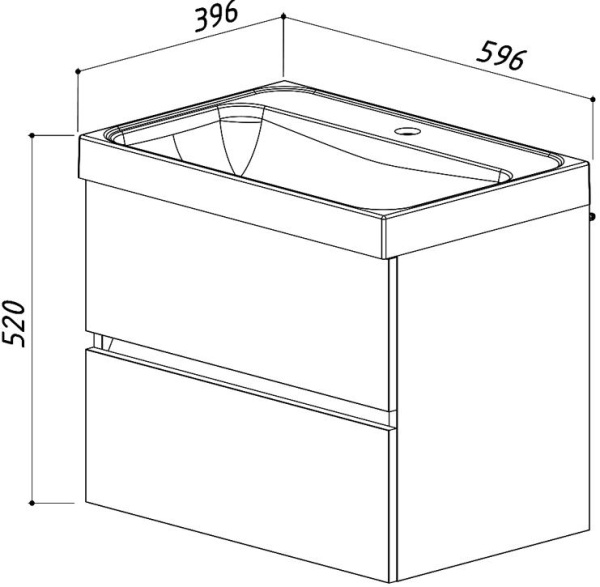 Тумба под умывальник Belux Париж-Лайт НП 60-02 Белый глянцевый