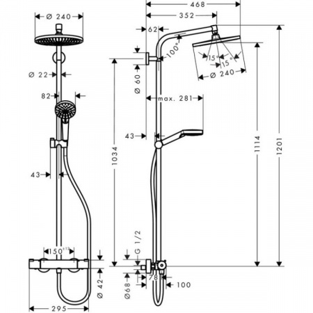 Душевая система Hansgrohe Crometta S 240 1jet Showerpipe [27267000]