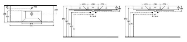 Раковина ISVEA SistemaV накладная 1210*455*145 1 цвет белый 10SV50120SV