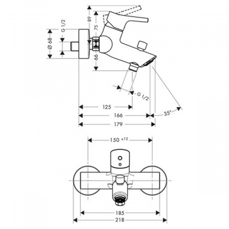 Смеситель для ванны с душем Hansgrohe Talis S 72400000