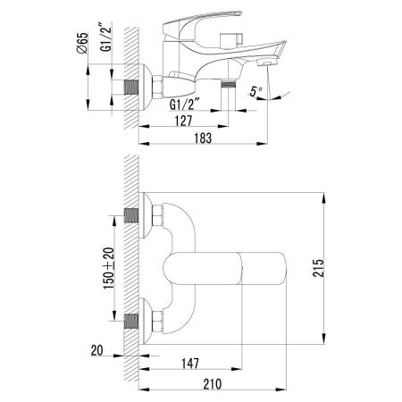 Смеситель Lemark Plus Shape LM 1712С для ванны