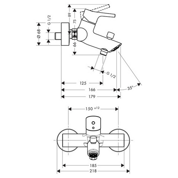 Смеситель для ванны с душем Hansgrohe Talis S 72400000