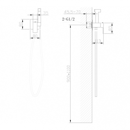 Смеситель ABBER Daheim AF8226G с гигиеническим душем, золото матовое