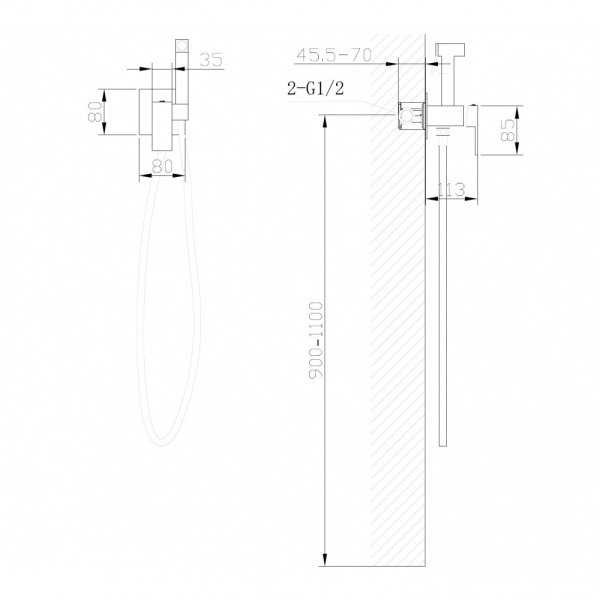 Смеситель ABBER Daheim AF8226G с гигиеническим душем, золото матовое