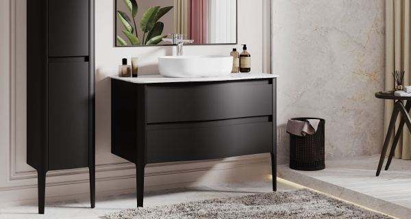 Тумба под умывальник Belux Анжело напольная 110-02, Черный матовый