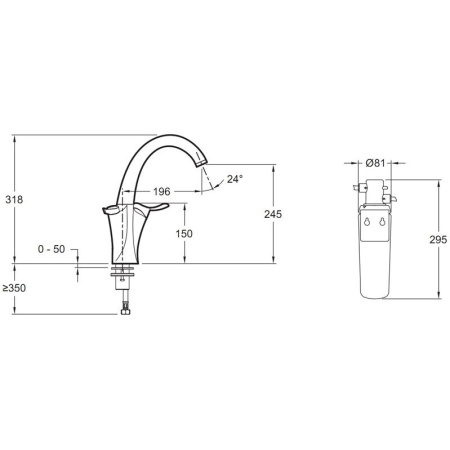 Смеситель для мойки Jacob Delafon Carafe E18865-CP Хром