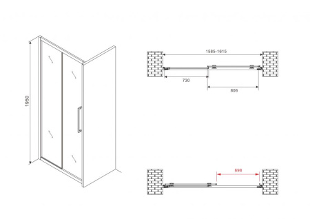 Душевая дверь ABBER Schwarzer Diamant AG30160H
