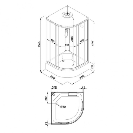 Душевая кабина Тритон Щ0000041039  Лён 100*100 В (ДН4)