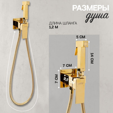 Смеситель встраиваемый с гигиеническим душем Hansberge H3077 Золото Глянец
