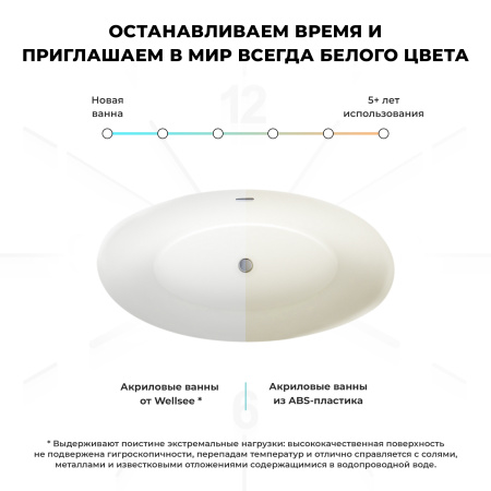 Акриловая ванна в наборе 4 в 1: отдельностоящая ванна, ножки, экран, слив-перелив Wellsee L’univers 236401002