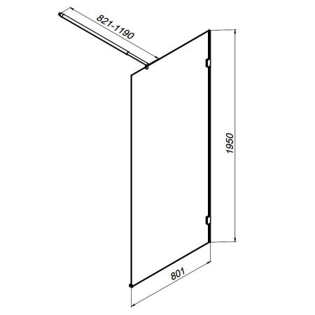 W94UWI-80-F1-BTE X-Joy Душевая перегородка AM.PM 80x195, стекло прозр. 8 мм + покрытие, фурнитура черный