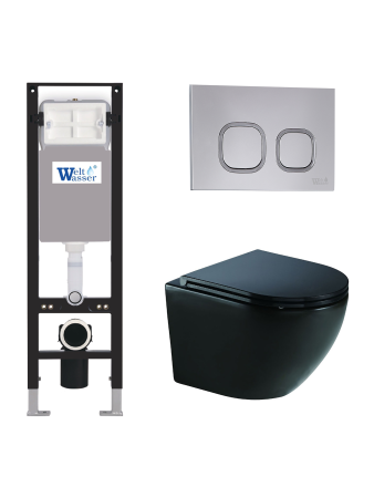 Комплект инсталляции с унитазом Weltwasser AMBERG 350 + MERZBACH 041 XL MT-BL + AMBERG RD-CR