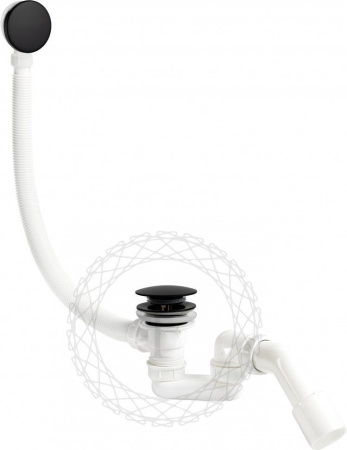 Сифон для ванны автоматический FILARETE FL90 (Черный матовый)