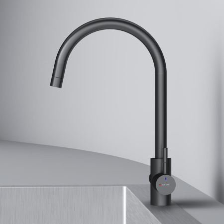 F85B07722 X-Joy S, Смеситель для кухни AM.PM с С-изливом с каналом для питьевой воды, черный