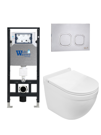 Комплект инсталляции с унитазом Weltwasser AMBERG 506 + HEIMBACH 043 GL-WT + AMBERG RD-MT CR