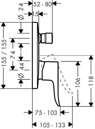 Смеситель для ванны Hansgrohe Metris 31451000