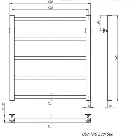 Полотенцесушитель Stinox Quatro водяной 50x60