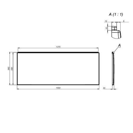 W93A-140-070W-P Gem панель фронтальная для ванны 140 см