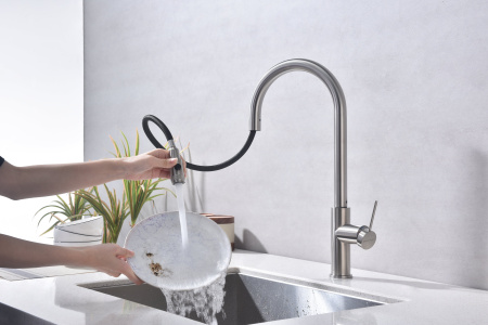 Смеситель для кухни Paulmark GALANT Ga213077-BS, брашированная сталь