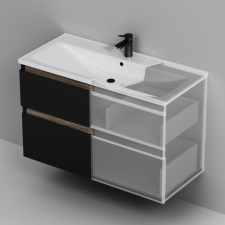 M85AFHX1002BM X-Joy База под раковину AM.PM, подвесная, 100 см, 2 ящика, черный матовый