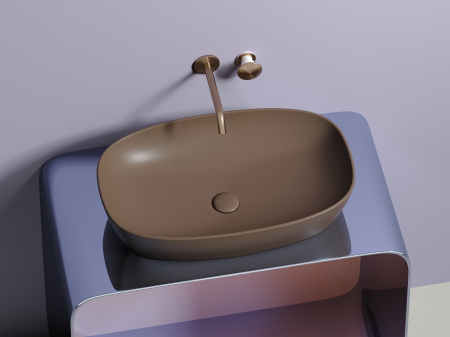 Умывальник чаша накладная овальная Ceramicanova Element 600*380*138мм, Темно-коричневый матовый, CN6049MDB