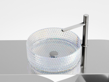 Умывальник чаша накладная круглая Ceramicanova Cristal 360*360*112мм, неон, CN6059