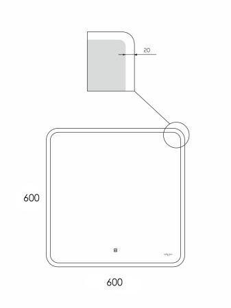 Зеркало для ванной с бесконтактным сенсором, регулируемая подсветка 6000K Reflexion BLINK 600х600