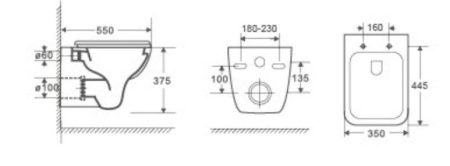 Унитаз с инсталляцией WeltWasser AMBERG 350 ST + KEHLBACH 004 GL-WT + AMBERG RD-BL