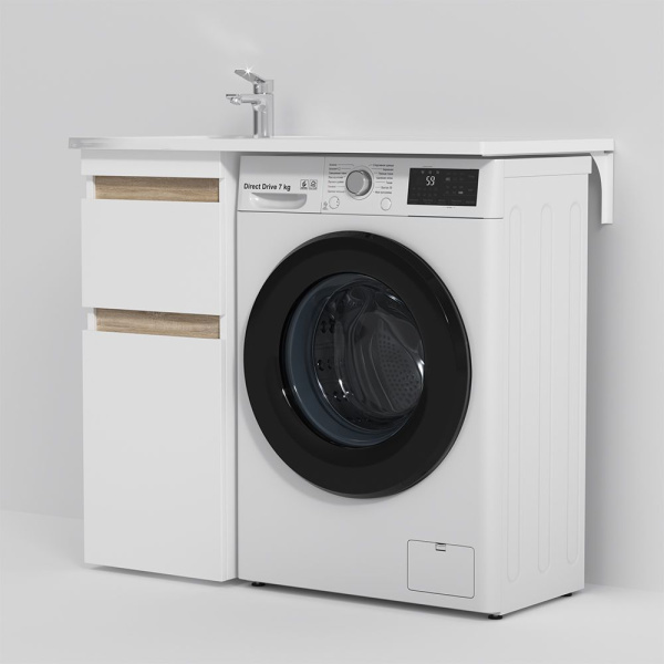 M85AWPL1001WG X-Joy,  Раковина над стиральной машиной AM.PM, литьевой мрамор, левая, 100 см, белый глянец