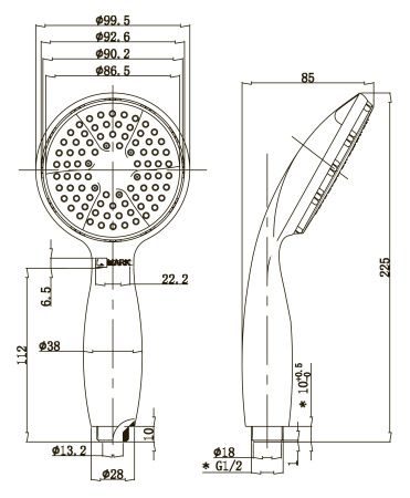 Лейка душевая Lemark LM8001C, 1-функциональная