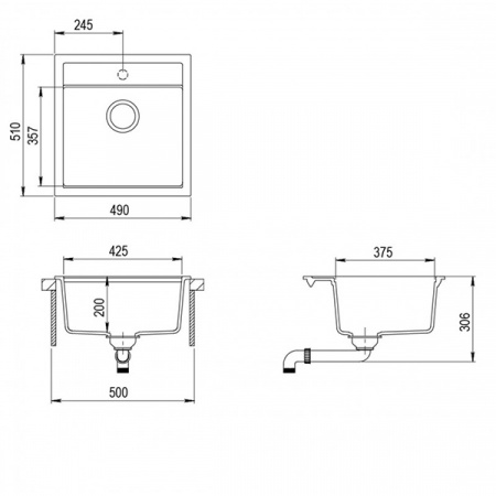 Кухонная мойка AquaSanita Tesa SQT 100 222 W graphite