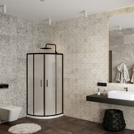 Душевой уголок Roxen Santi 55020-90BC 90x90 матовое стекло/профиль черный