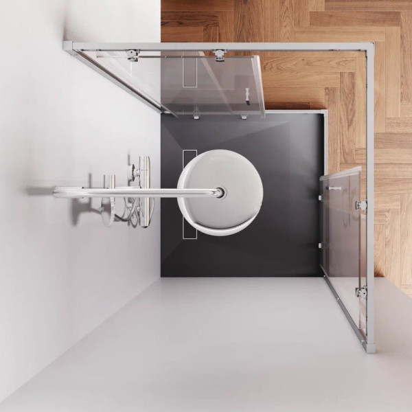 W90G-403-9090MT Gem Душевое ограждение AM.PM квадратн.,раздвиж.двери 90x90 хром мат.,стекло прозрачное