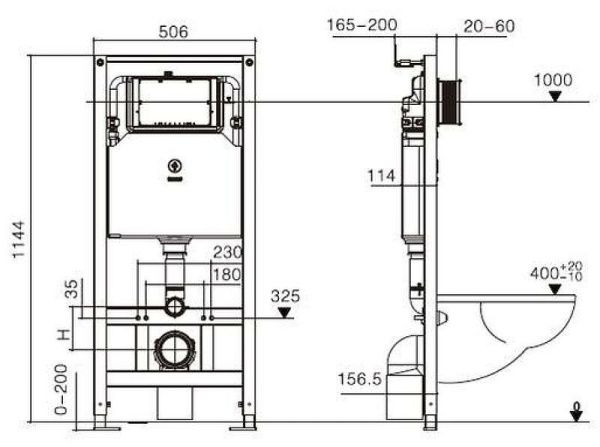 Унитаз с инсталляцией WeltWasser AMBERG 506 + HOFBACH 004 GL-WT + AMBERG RD-BL