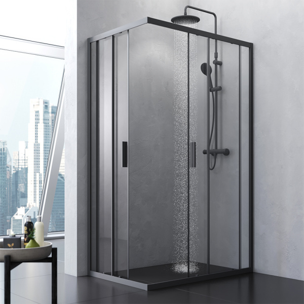 W93G-404-120280-BT Gem S Twin Slide Душевое ограждение AM.PM 120x80, профиль черный мат
