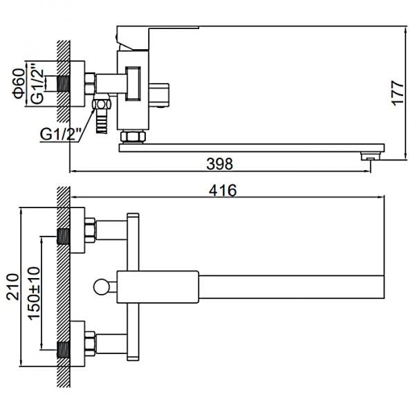 Смеситель для ванны Ledeme L72233