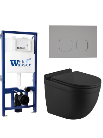 Комплект инсталляции с унитазом Weltwasser BAMBERG 525 + HEIMBACH 043 MT-BL + BAMBERG CR